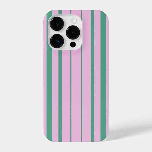 Green Stripes and Soft Pink iPhone 14 Pro Case iPhoneケース (裏面)