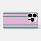 Green Stripes and Soft Pink iPhone 14 Pro Case iPhoneケース (裏面横)