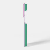 Green Stripes and Soft Pink iPhone 14 Pro Case iPhoneケース (左側面)