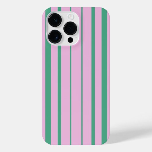 Green Stripes and Soft Pink iPhone 14 Pro Max Case iPhoneケース (裏面)