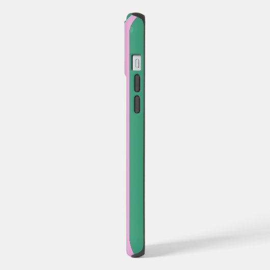 Green Stripes and Soft Pink iPhone 15 Plus Cases iPhoneケース (左側面)