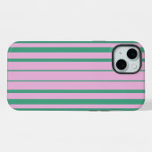 Green Stripes and Soft Pink iPhone 15 Plus Cases iPhoneケース (裏面横)