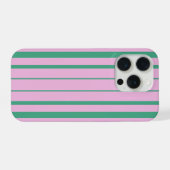 Green Stripes and Soft Pink iPhone 15 Pro Case iPhoneケース (裏面横)