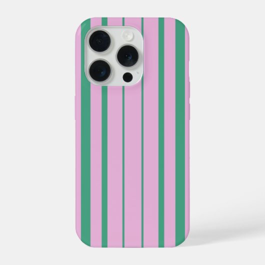 Green Stripes and Soft Pink iPhone 15 Pro Case iPhoneケース (裏面)