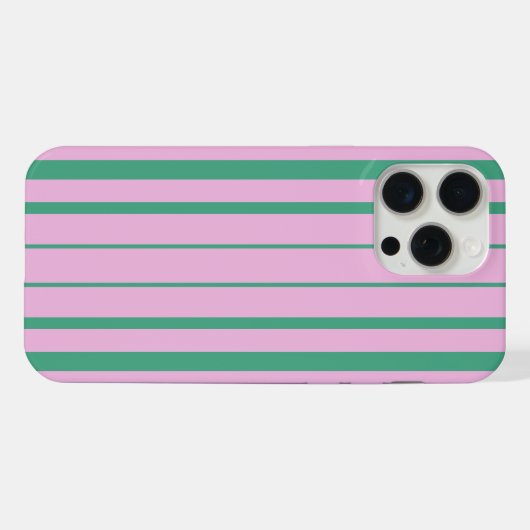 Green Stripes and Soft Pink iPhone 15 Pro Max Case iPhoneケース (裏面横)