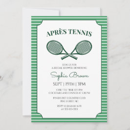 Green Stripes Après Tennis Bridal Shower 招待状