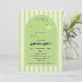  Green Stripes Arch Love You So Matcha Baby Shower 招待状 (スタンド正面)