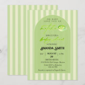  Green Stripes Arch Love You So Matcha Baby Shower 招待状 (正面/裏面)