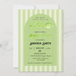  Green Stripes Arch Love You So Matcha Baby Shower 招待状