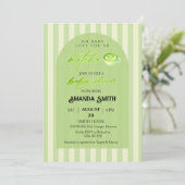  Green Stripes Arch Love You So Matcha Baby Shower 招待状 (スタンド正面)