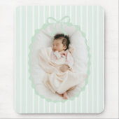 Green Stripes Bow Frame Custom Photo Mousepad マウスパッド (正面)