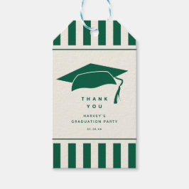 Green Stripes Custom Graduation Party Favor ギフトタグ