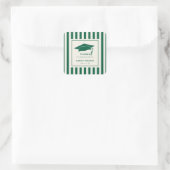 Green Stripes Custom Graduation Party Thank You スクエアシール (バッグ)