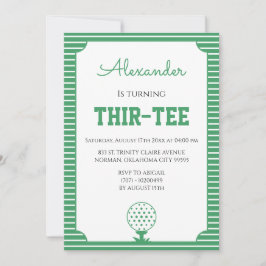Green Stripes Golf 30th Birthday Party 招待状