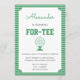 Green Stripes Golf 40th Birthday 招待状