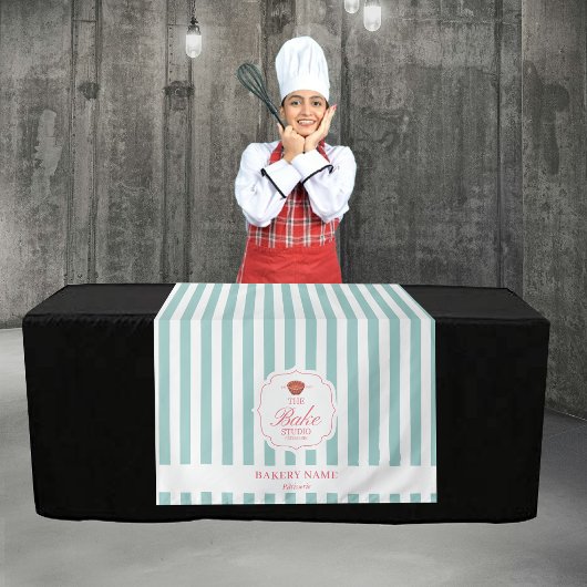 Green Stripes Logo Table Pop Up Shop Vendor Runner タペストリー