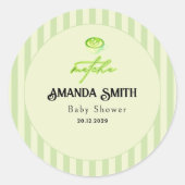 Green Stripes Matcha Baby Shower  ラウンドシール (正面)