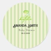 Green Stripes Matcha Baby Shower  ラウンドシール (正面)