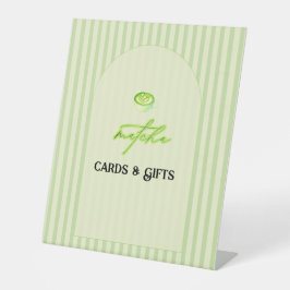 Green Stripes Matcha Baby Shower Cards & Gifts  台座サイン