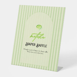 Green Stripes Matcha Baby Shower Diaper Raffle  台座サイン