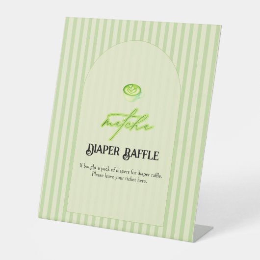 Green Stripes Matcha Baby Shower Diaper Raffle  台座サイン (正面)