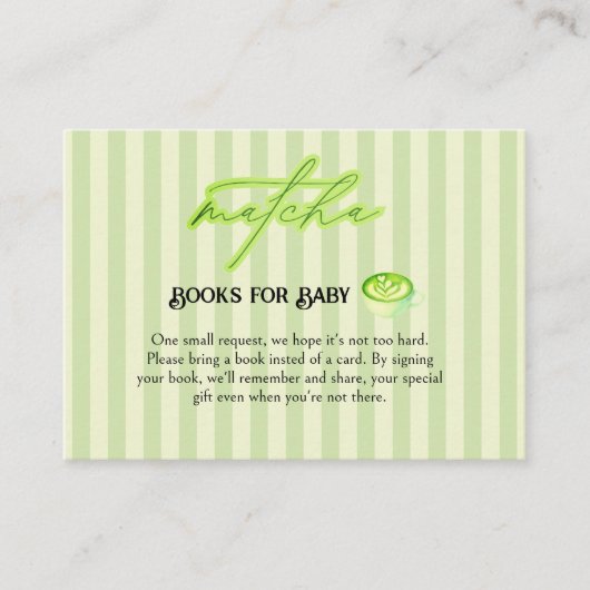 Green Stripes Matcha Books for Baby  エンクロージャーカード (正面)