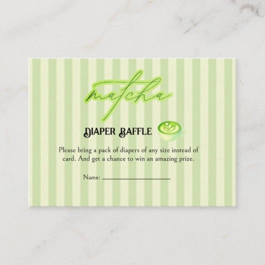 Green Stripes Matcha Diaper Raffle Enclosure Card エンクロージャーカード (正面)