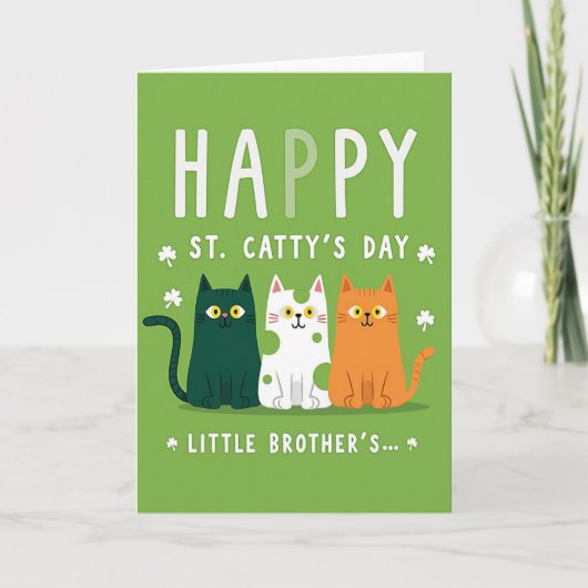 Green Stripes St Catty Day Card カード (正面)