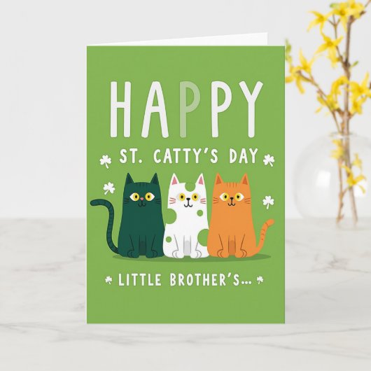 Green Stripes St Catty Day Card カード (黄色い花)