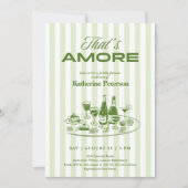 Green Stripes That's Amore Bridal Shower 招待状 (正面)