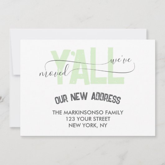 Green Stripes We Moved Y'all Moving Announcement 招待状 (正面)