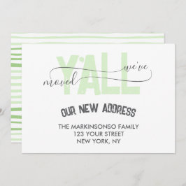 Green Stripes We Moved Y'all Moving Announcement 招待状