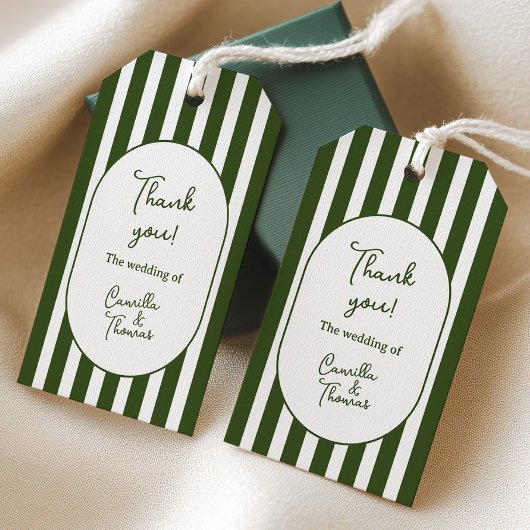 Green Stripes Wedding ギフトタグ