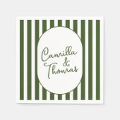 Green Stripes Wedding スタンダードカクテルナプキン (正面)