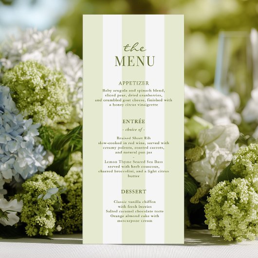 Green Stripes Wedding Menu メニュー