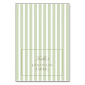 Green Stripes Wedding Place Cards テーブルナンバー (正面)