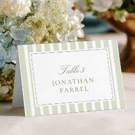 Green Stripes Wedding Place Cards テーブルナンバー