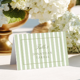 Green Stripes Wedding Place Cards テーブルナンバー