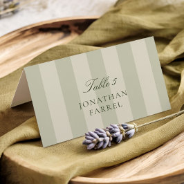 Green Stripes Wedding Place Cards テーブルナンバー