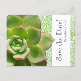 Green Succulentヴィンテージダマスク保存日 案内ポストカード