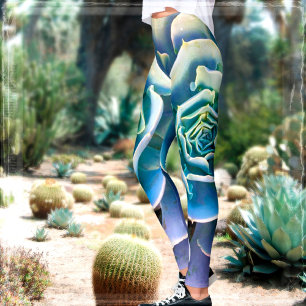 Green succulent cacti photo simple modern stylish レギンス