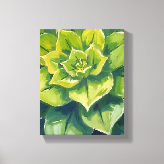 Green Succulent Plant Painting キャンバスプリント (正面)