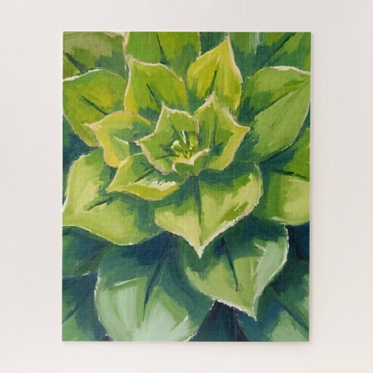 Green Succulent Plant Painting ジグソーパズル (縦)