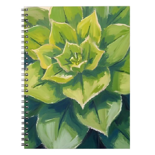 Green Succulent Plant Painting Botanical ノートブック (正面)
