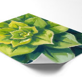 Green Succulent Plant Watercolor Painting ポスター (角)