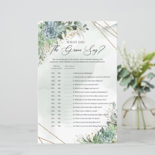 Green Succulents金ゴールドフレーム新郎は何と言った (スタンド正面)