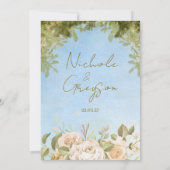 Green Summer Floral Watercolor Outdoor Wedding 招待状 (裏面)