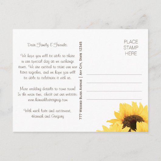 GREEN SUNFLOWER素朴日付はがきを保存 案内ポストカード (裏面)