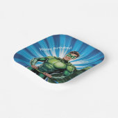 Green Superhero Boys Birthday Party ペーパープレート (傾斜あり)