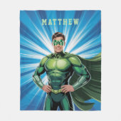 Green Superhero Boys Birthday Party Gift フリースブランケット (正面)